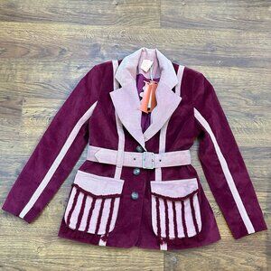 NWT March11 corduroy colorblock belted blazer jacket